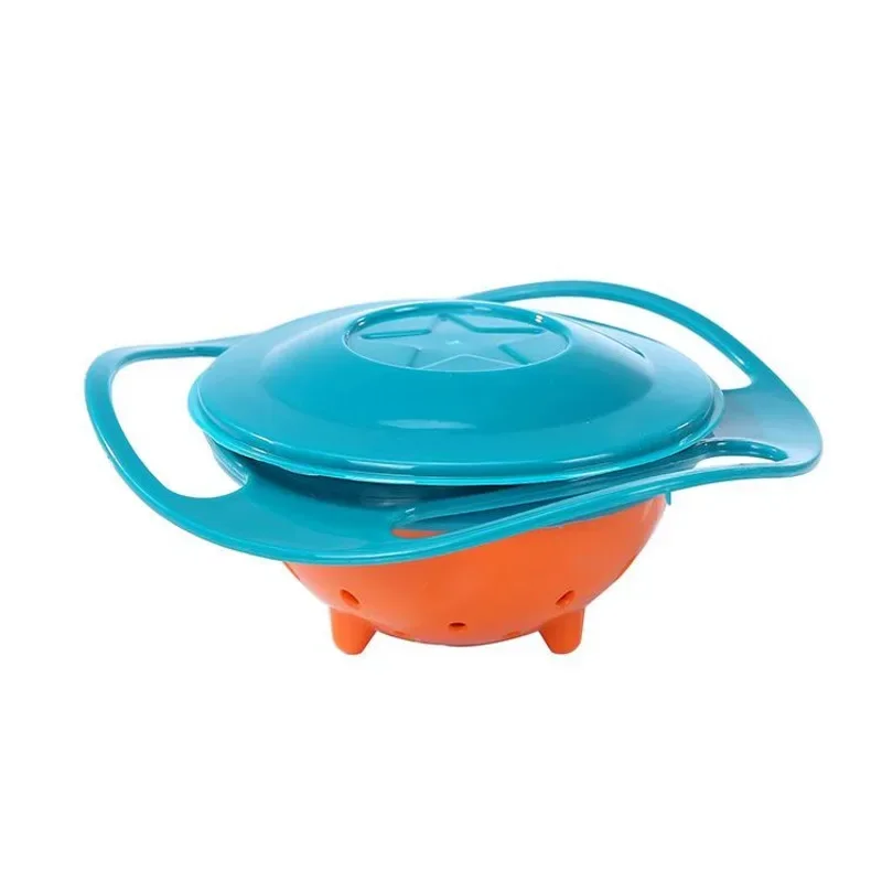 Rotary Feeding Bowl Practical Tableware Kids Universal Gyro Bowl 360 Rotate Spill-Proof Design Children Rotary Balance Solid Feeding Dishes Plate