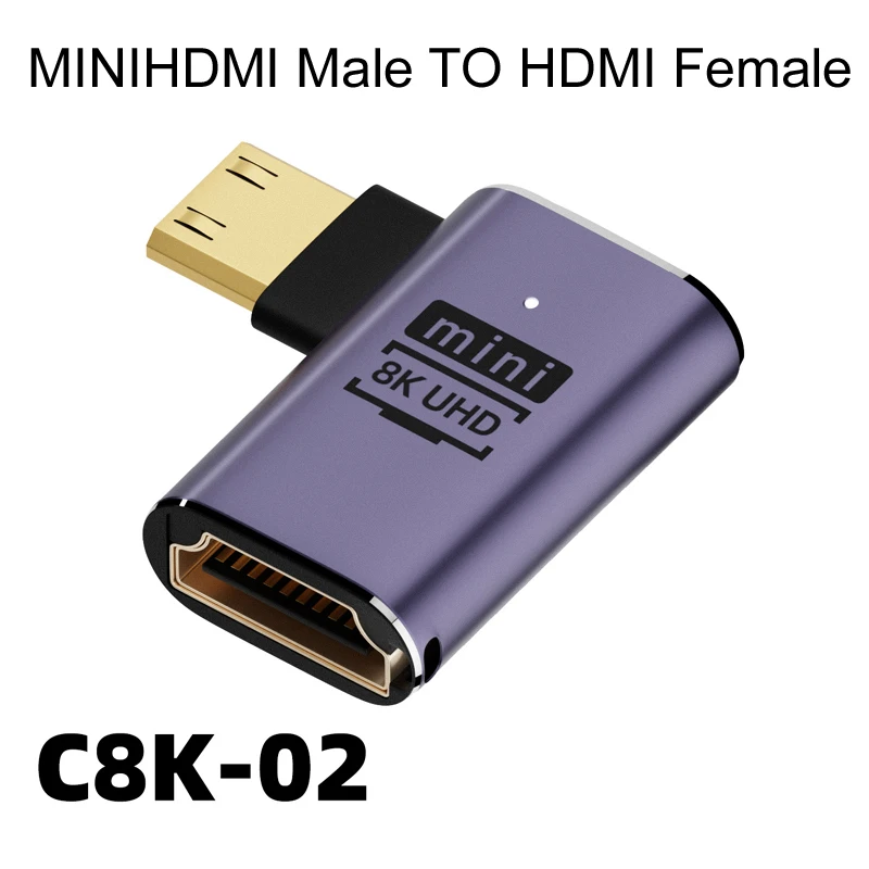 Mini MINIHDMI/Micro HDMI MicroHDMI TO HDMI-Compatible Adapter 90 270 Degree Right Angle Male to Female Converter 8K@60HZ HD Conn