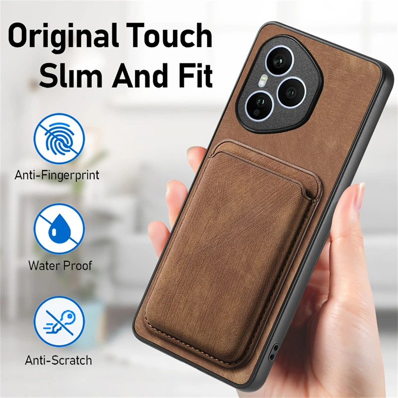 Luxury Leather Magnetic Wallet Case with Detachable Card Slot Cover