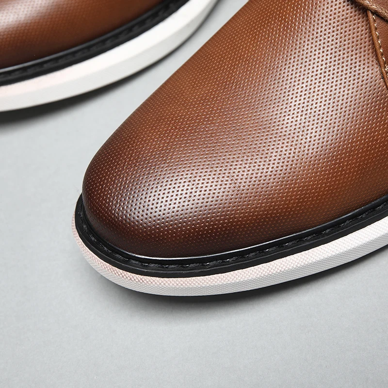 Leather Shoes Genuine Leather Dress Shoes Comfy Men Casual Smart Business Work Office Lace-up