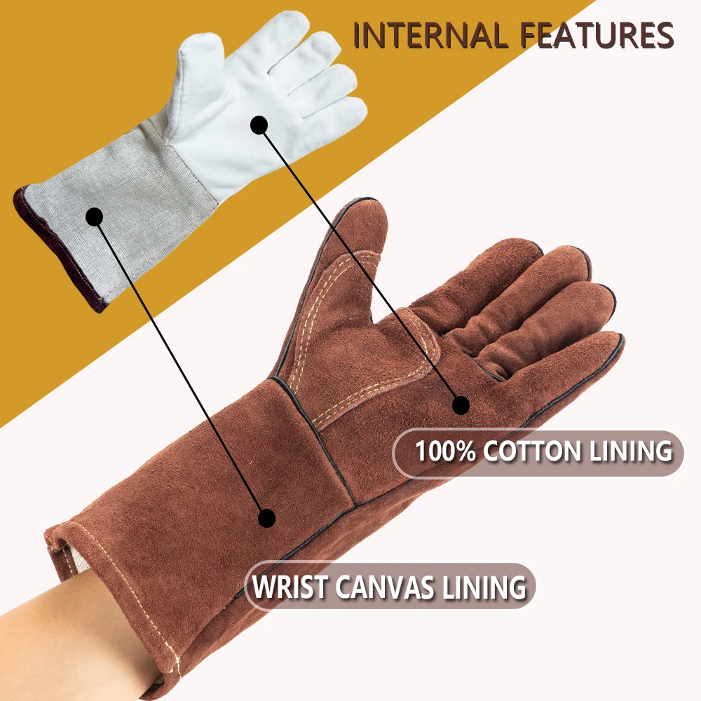 Work gloves protective gloves insulating gloves 14 inch welding gloves for welder heat insulation
