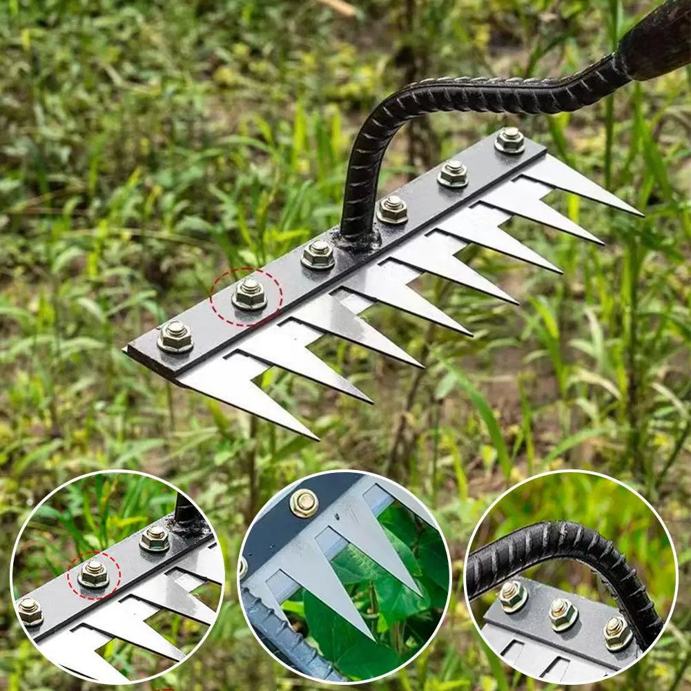 8-tooth carbon steel garden weeding rake Garden metal heavy duty flower digging spade digging and planting tool 4