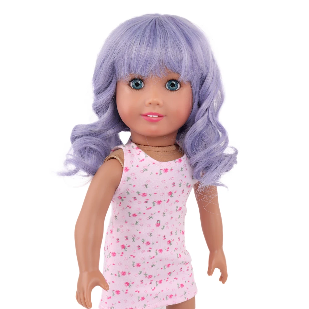 MUZIWIG 18inch AmericandDoll Wig Long Bangs Curly Hair Doll Accessories Big Roll High Temperature Fiber Wavy Wig  For DIY Doll