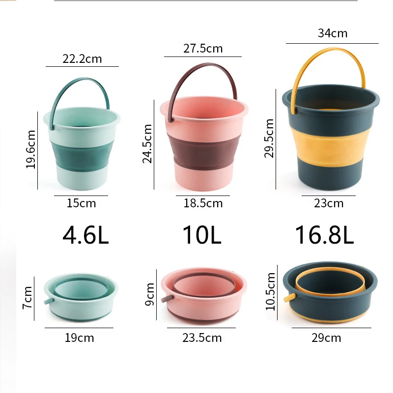 Portable Collapsible Bucket Silicone Folding Bucket Basket Clothes Storage Camping Outdoor Travel