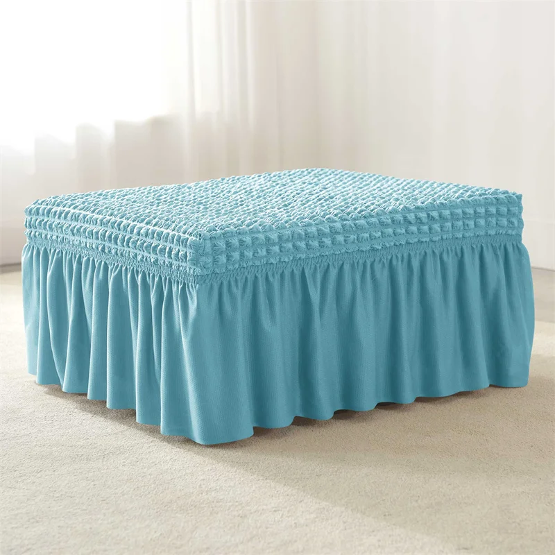 Square Footrest Skirt Cover for Living RoomStretch Spandex Ottoman Cover Pink Bubble Lattice Footstool Case Furniture Protector