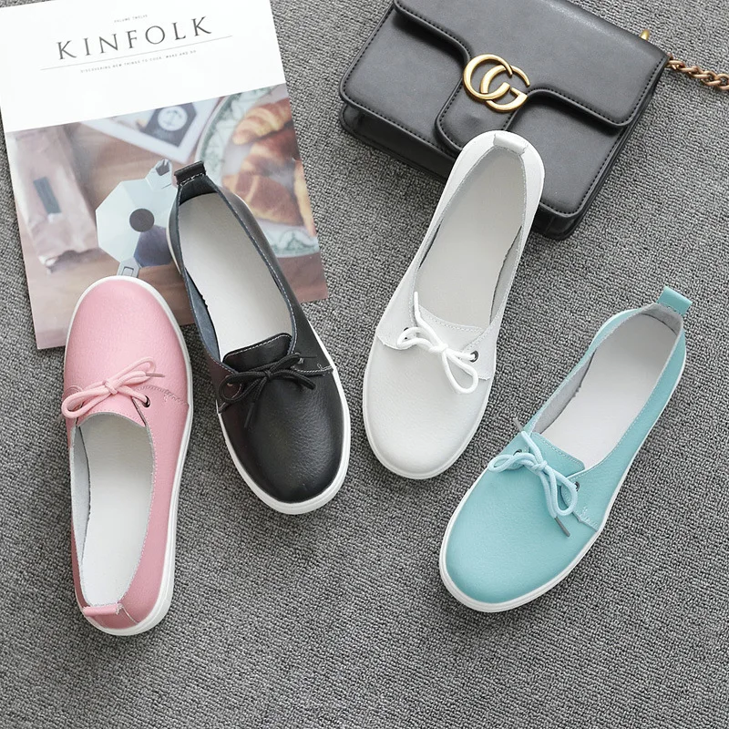 Women Shoes Casual Loafers Fashion Sneakers Woman Flats High Quality Plus Size Soft Ladies Loafers Female Split Leather Shoes