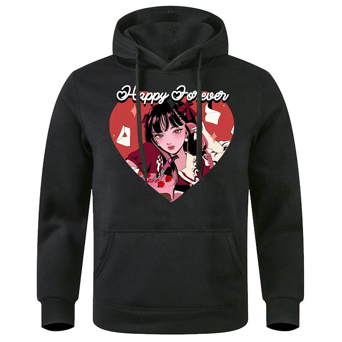 

Happy Forever Be A Bright Girl Print Mens Sweatshirts Street Fashion Sports Hoody Loose Oversized Hooded Basic Creative Hoodie
