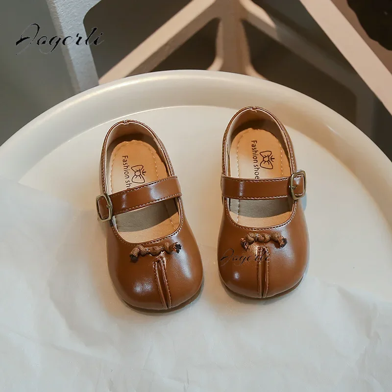 Children's Little PU Leather Shoes 2024 Spring New Girl Soft Sole Anti slip Princess Loafer Fashion Baby Flats Size 23-34 6