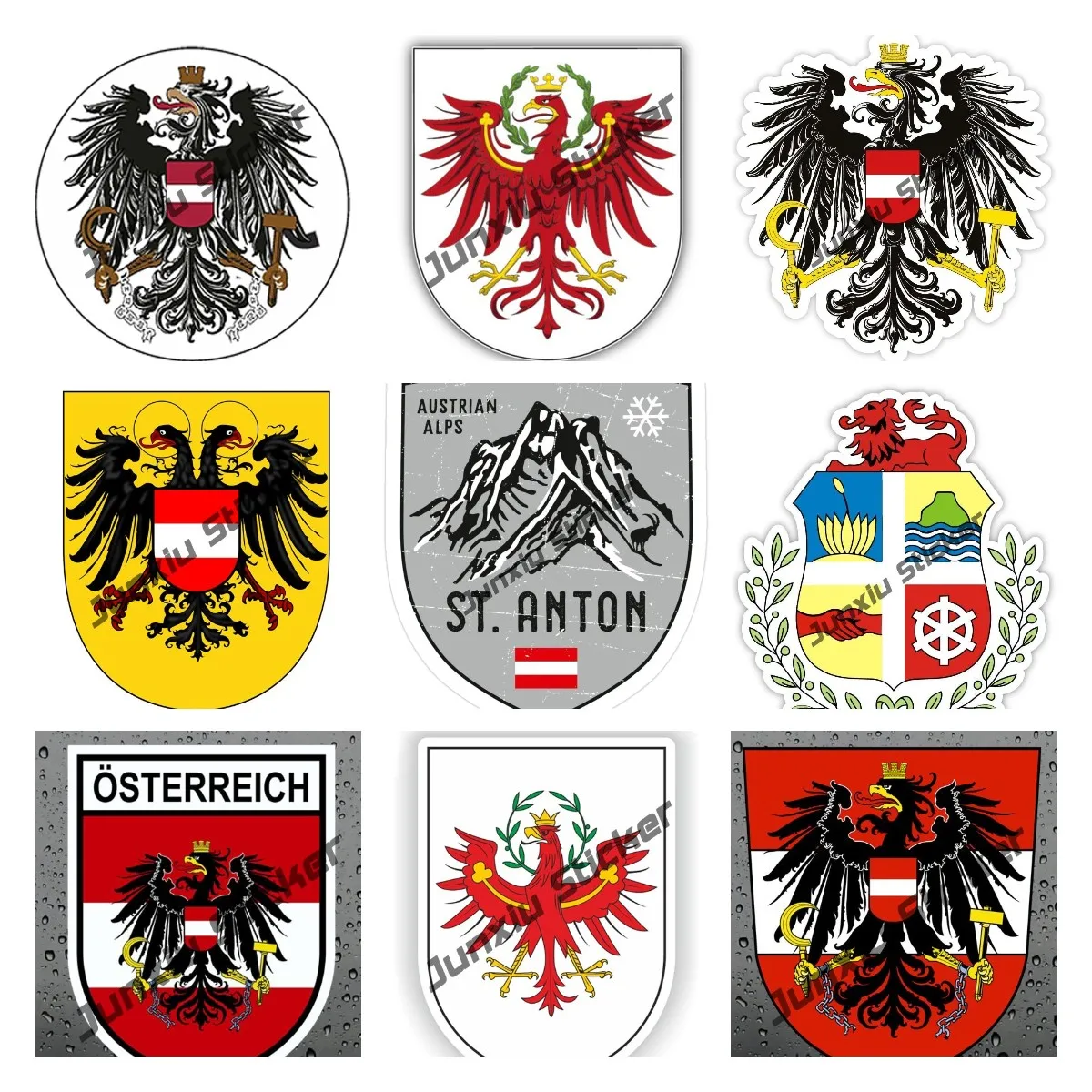 Aufkleber, Flagge Österreich mit Wappen