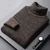 Trend Fashion Autumn Winter Sweaters Men Solid Turtleneck Mink Cashmere Thicken Smart Casual Long Sleeve Pullovers Knitted Tops 4