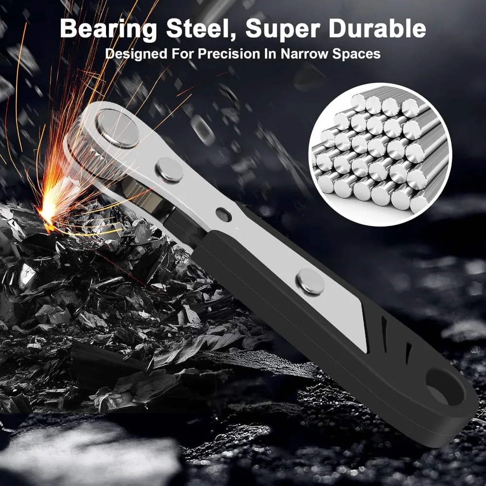 Compact Multi-Position Screwdriver Set for Tight Spaces - Versatile and Professional Mini Ratchet Kit