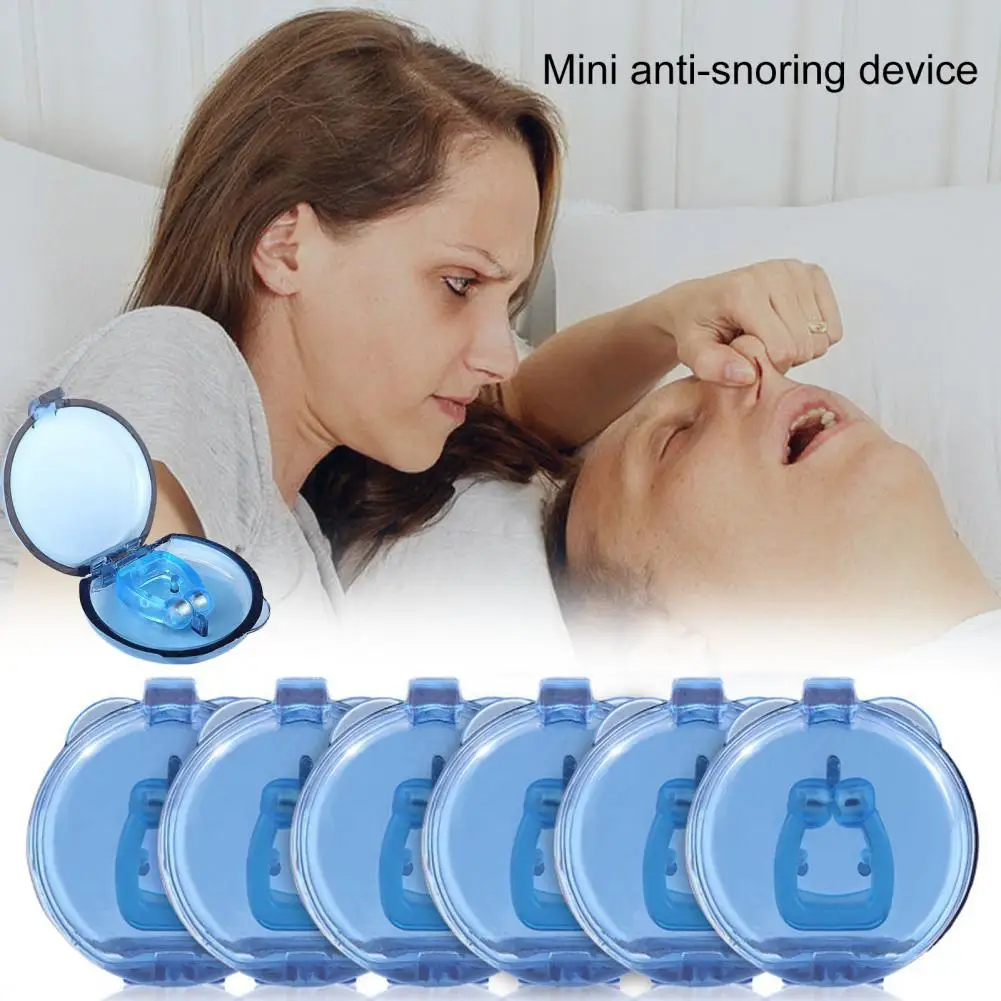 6Pcs Blue Mini Soft Anti Snore Clip with Storage Box Easy Breathe Reusable Silicone Magnetic Anti-snoring Device Night Device 3