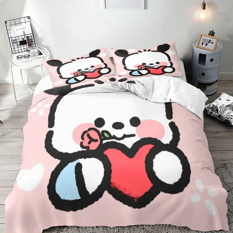 

Pochacco Duvet Set 2 Piece/3 Piece Bedding Set Duvet Cover Pillow Case Full Size King Fit Single Bed Double Bed Kids Gift