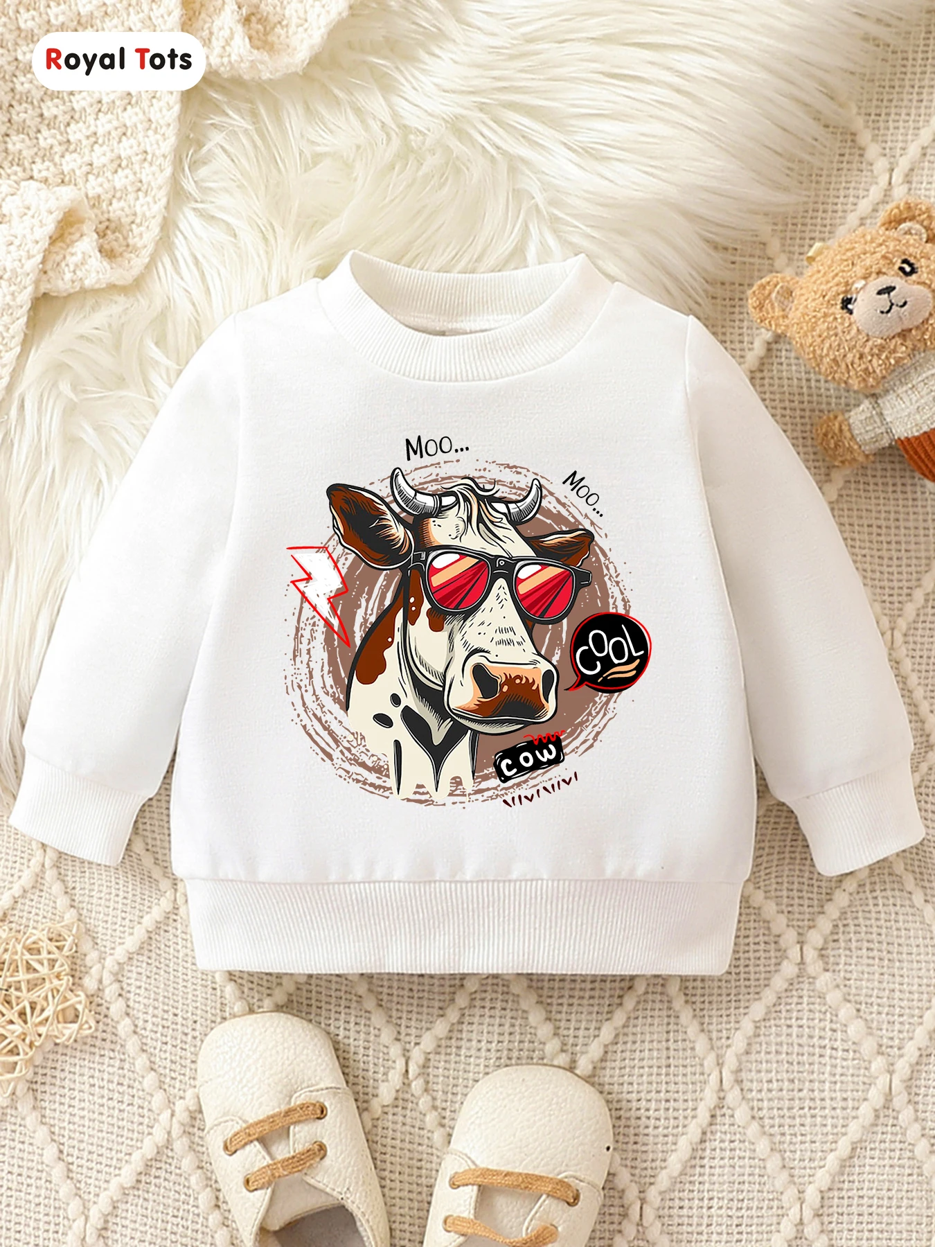Autumn And Winter Baby Boy Round Neck Long Sleeved Casual Cute Cartoon Hoodie Suitable For Ages 1-2