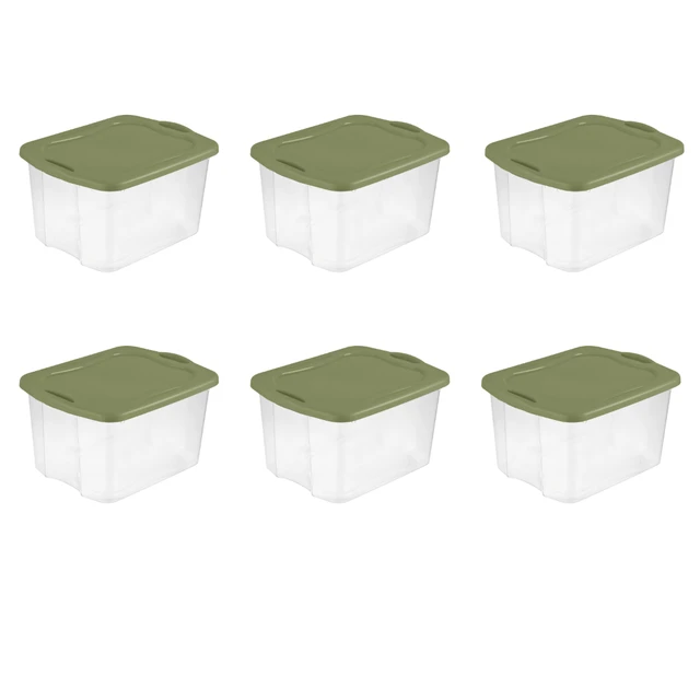 Sterilite 70 Qt. EZ Carry Plastic, Clear/Sage Legume, Set of 6 24.62 X  18.75 X 13.88 Inches Free Shipping - AliExpress