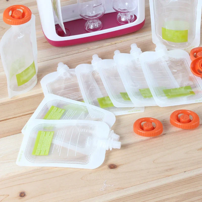 10Pcs Reusable Food Pouches Homemade Organic Puree Refillable Children Squeeze Bag Rice Paste Juice Yogurt
