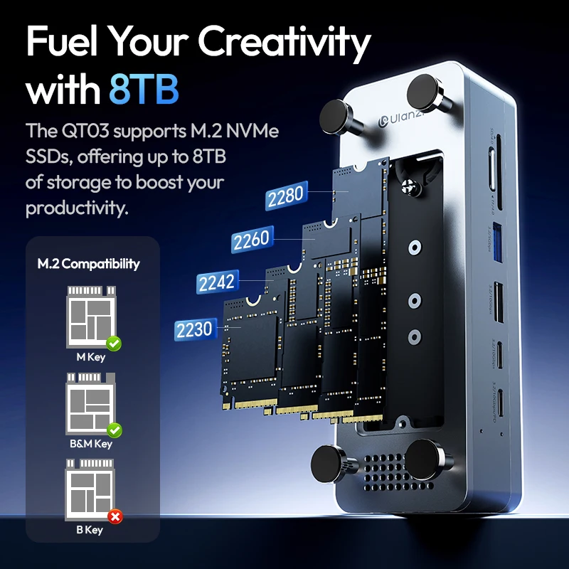 Ulanzi QT03 8TB Docking Station with M.2 NVMe SSD Enclosure