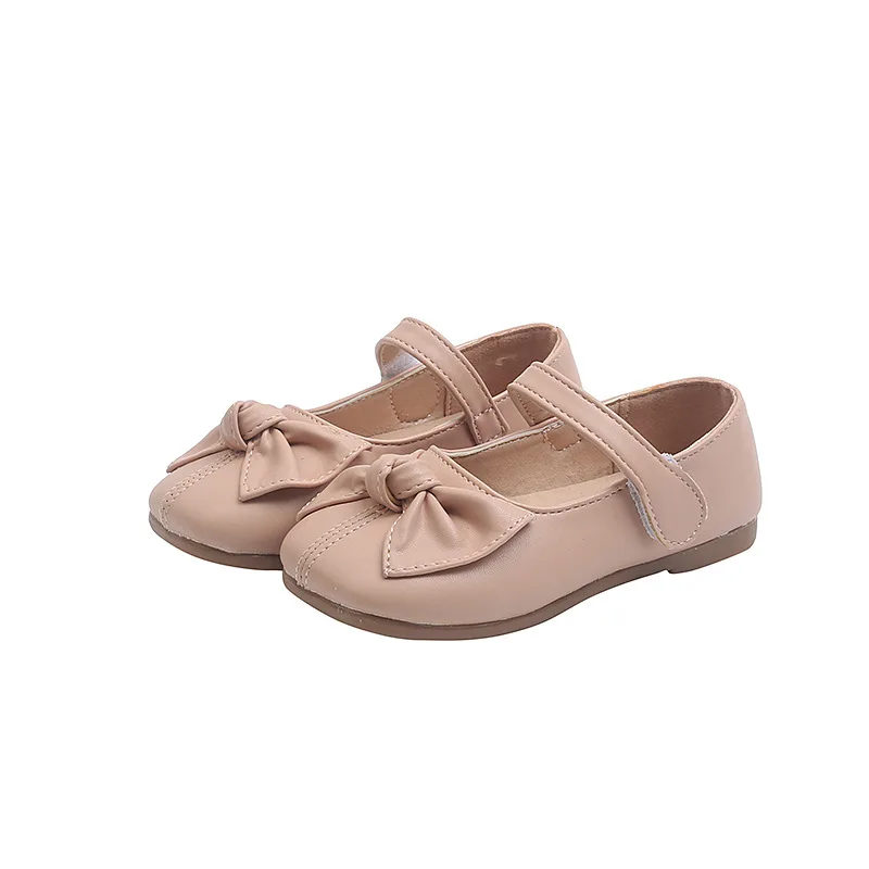 Girls Leather Shoes Spring Cute Bowknot Soft Soled Kids Princess Shoe