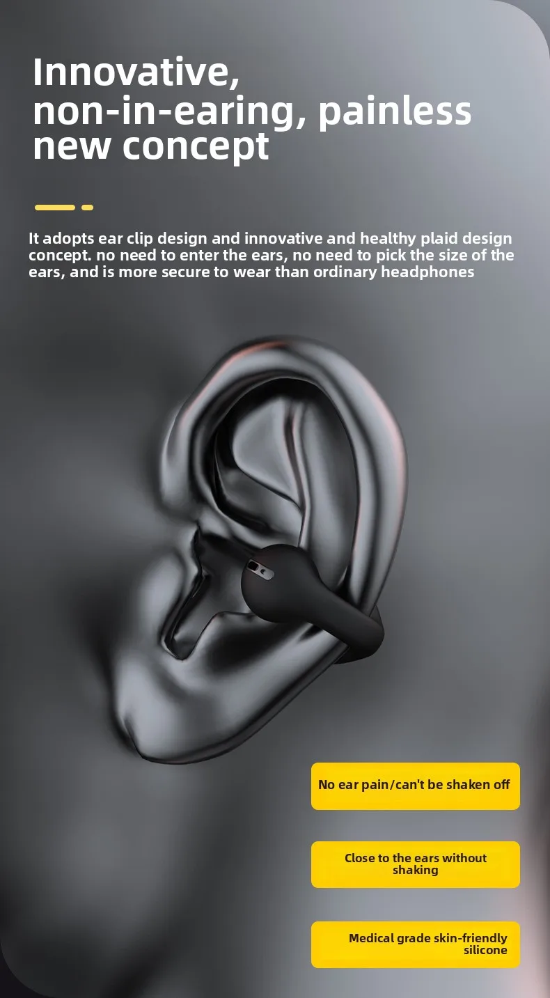 Air conduction pinch ear Bluetooth headphones with jet code noise reduction priv