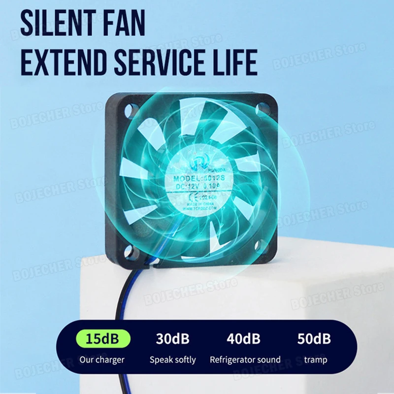 Advanced Digital Display Lithium Battery Charger with Cooling Fan - EU Plug
