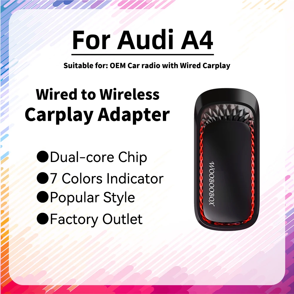 

BT Connect New Smart RGB Carplay AI Box Car OEM Wired CarPlay To Wireless Mini Car Play Wireless Adapter for Audi A4 USB Dongle