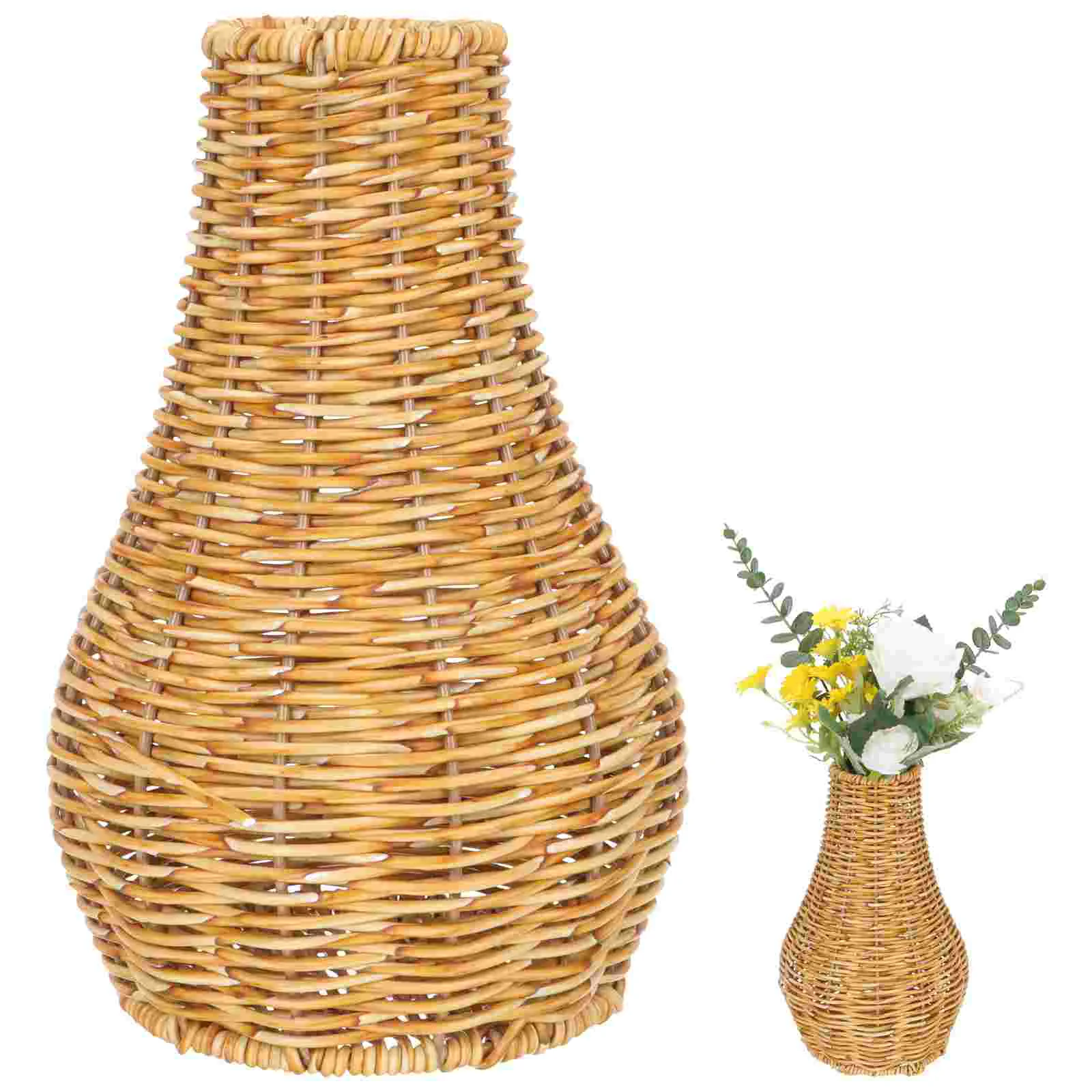 

Imitation Rattan Vase Decor for Office Flower Arrangement Vintage Vases Plastic Rustic