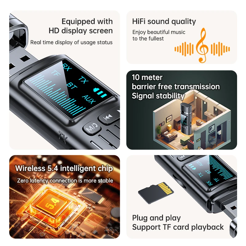 Bluetooth audio receiver transmitter for car TV speakers PC