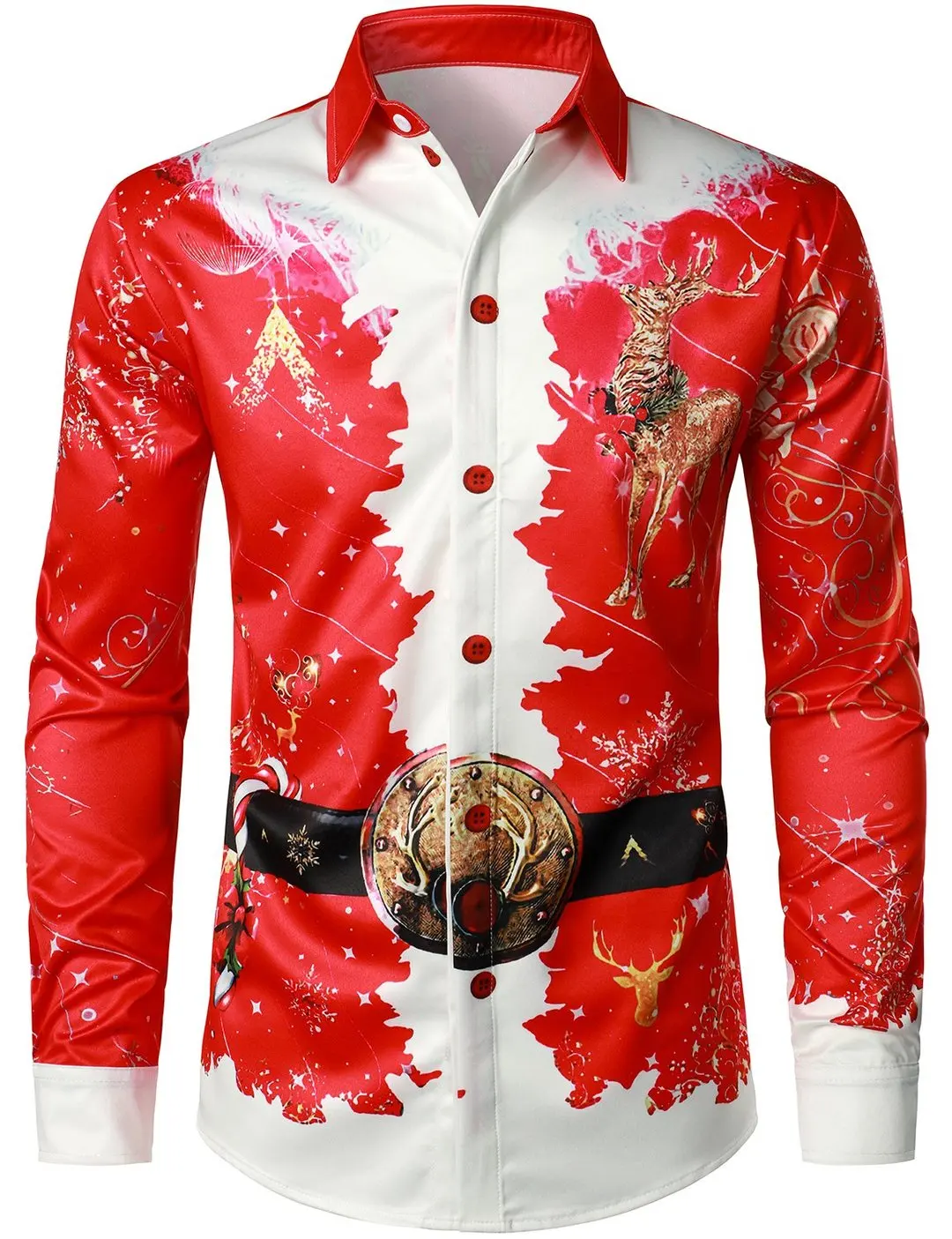 

Men's Christmas Print Regular Fit Long Sleeve Shirt