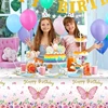 Butterfly Birthday Party Waterproof Tablecloth Spring Summer Outdoor Butterfly Party Table Decor Girl Happy Birthday Party Decor 3