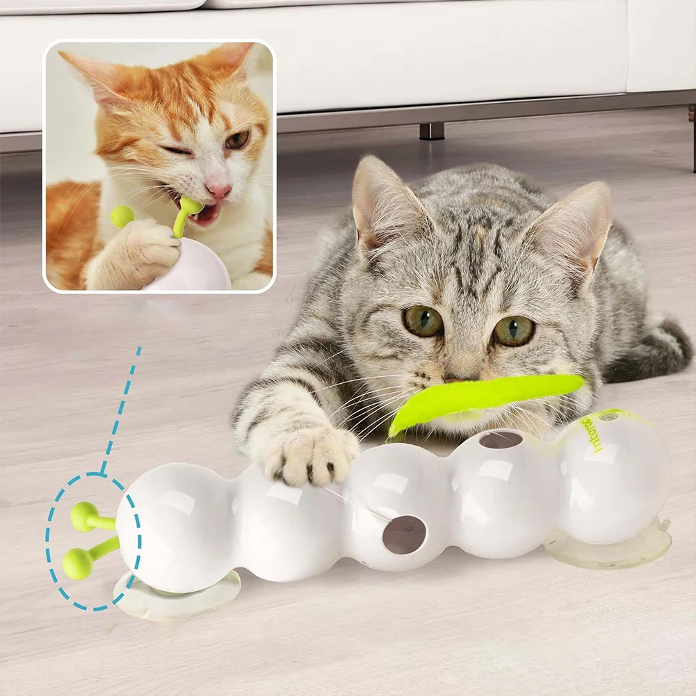 Interactive Cat Stick Caterpillar Teasing Cat Toy with Replaceable Prey Tail for Automatic Swing Durability In Cat Household