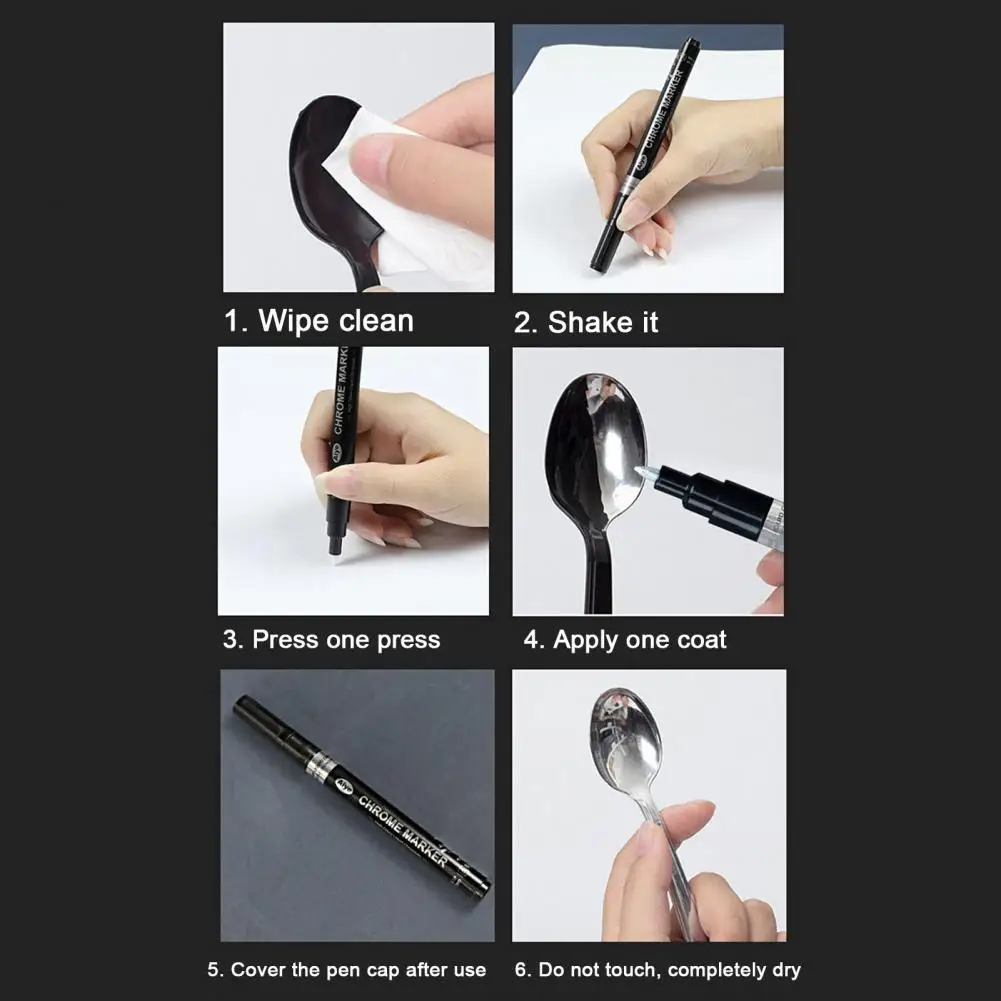 Metal Chrome Marker Pen Waterproof Model Painting Marking DIY Art Projects Reflective Permanent Metallic Mirror Liquid Paint Pen