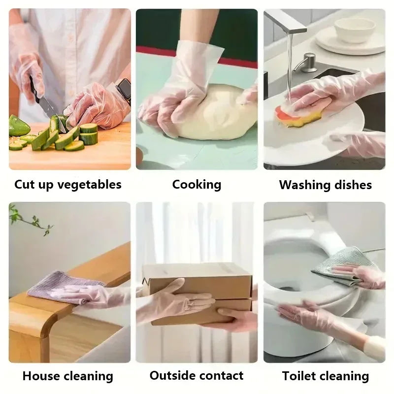 Food Grade Disposable Gloves Portable Non-Slip Acid Work Safety Cleaning 100/200Pcs