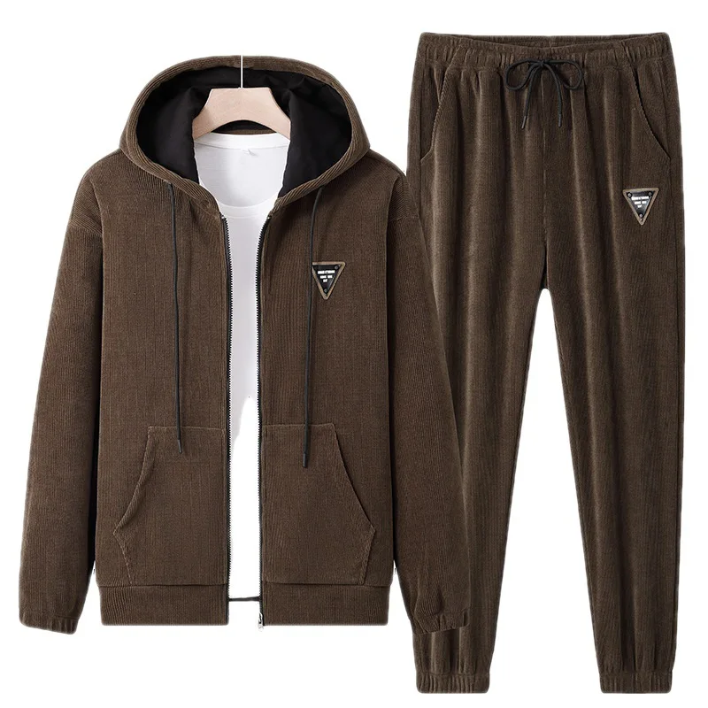 

2023 Tracksuit Men Winter Warm Hoodies+Pants Two Piece Sets Hooded Fashion Lamb Cashmere Korean Joggers Set Loose Sweat Suit