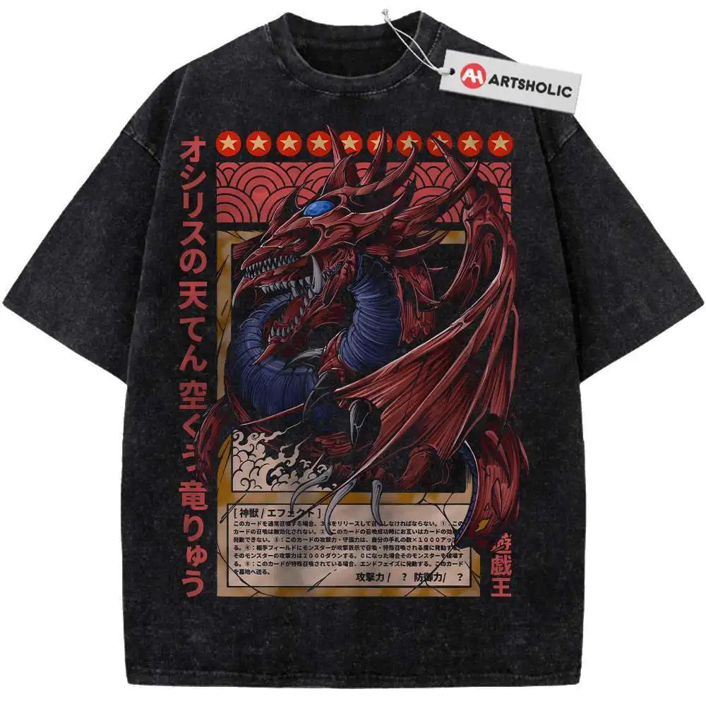 Yu-Gi-Oh! Osiris der Himmelsdrache Übergroßes T-Shirt Vintage Washed Anime Grafik-T-Shirt für Herren Harajuku Streetwear Kurzarm-Oberteil – Detail 8