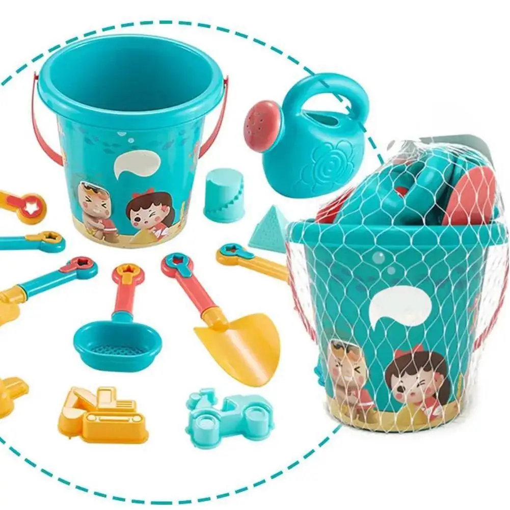 18종 해변 모래놀이 세트, 튼튼한 플라스틱, 여름 수영장 해변 게임 세트, 남아 여아 야외 모래놀이 도구, 훌륭한 휴가 선물