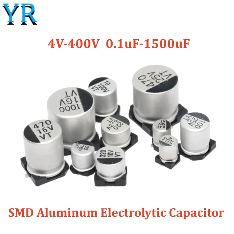 10PCS SMD Aluminum Electrolytic Capacitor 4V 6.3V 16V 25V 35V 50V 400V 1UF 2.2UF 10UF 22UF 47UF 100UF 220UF 330UF 470UF 1000UF