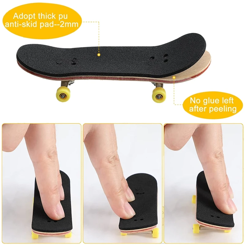 24 Pieces Fingerboard Foam Grip Tape Adhesive Foam Tape Black Non Slip Grip For Mini Fingerboards finger skateboard toys fingerboard set
