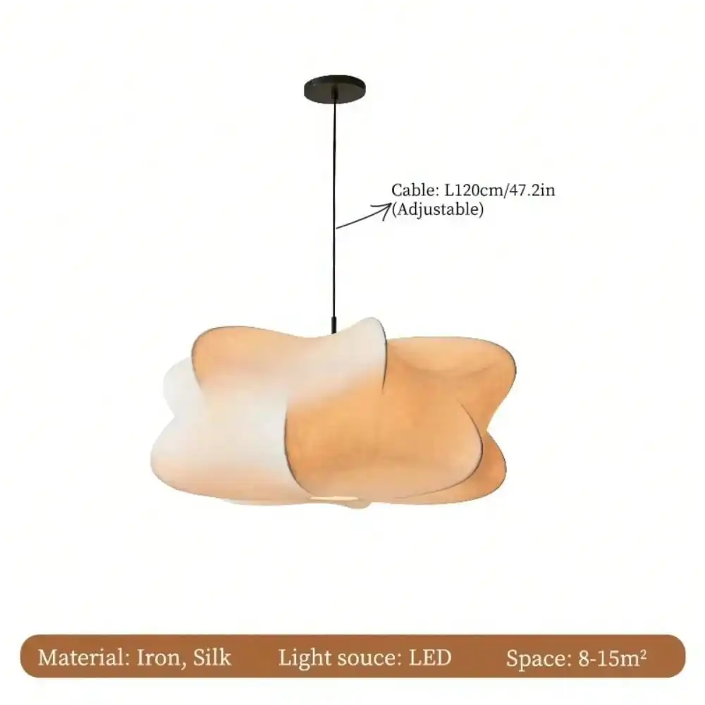 Wabi Sabi salon plafonnier boutique Bar salon lampes suspendues lustre suspendu en soie décorations pour la maison Lustre E27 (sans ampoule)) 2 Wabi Sabi salon plafonnier boutique Bar salon lampes suspendues lustre suspendu en soie décorations pour la maison Lustre E27 (sans ampoule)) 2