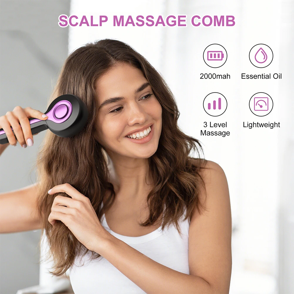Electric Vibration Massage Comb Hair Regrowth Scalp Massage Head Massager Oil Liquid Applicator Waterproof Scalp Massager Brush