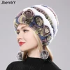 Natural Soft Knitted Rex Rabbit Fur Hat Russian Women Winter 100% Genuine Rex Rabbit Fur Caps Lady Warm Real Rex Rabbit Fur Hats 1