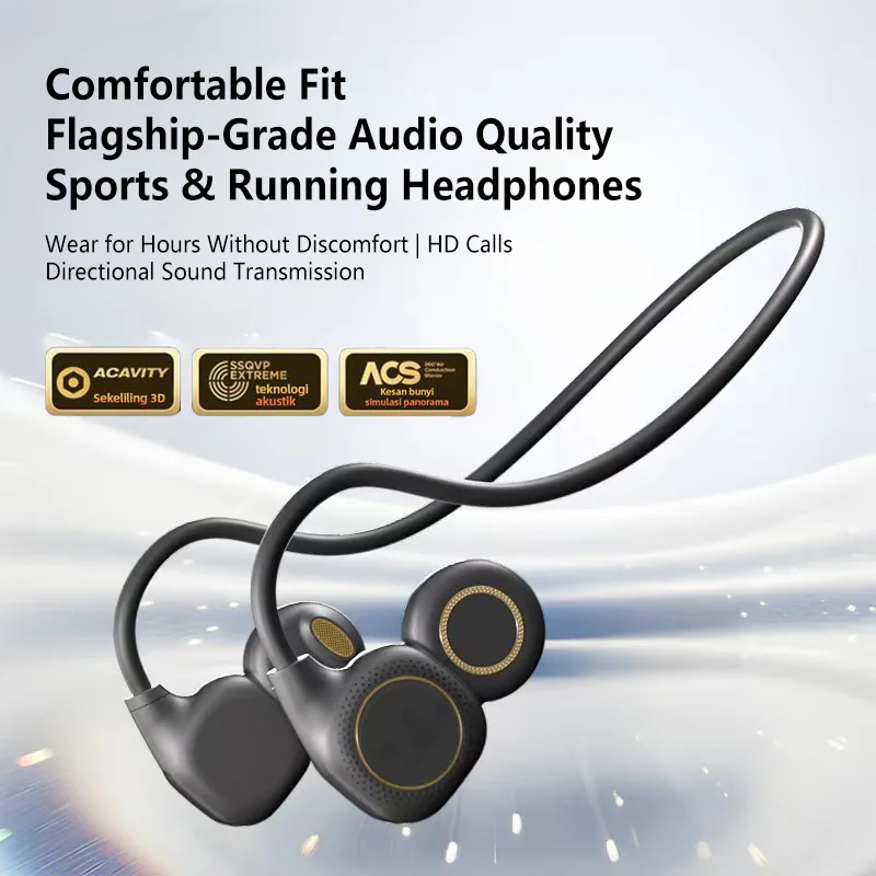 Auricolari Bluetooth Wireless a Conduzione Ossea con Display Digitale, Cuffie Sportive a Lunga Portata con Riduzione del Rumore