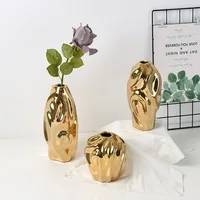 Modern Light Luxury Creative Ceramic Golden Vase Decoration Living Room Bedroom Decoration Cabinet Flower Vase Home Decoration 1