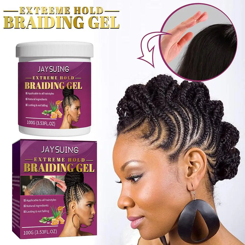 Styling Braiding Gel Wax Strong Hold Pomade Anti-Frizz Smooth Lasting Broken Hair Finishing Shaping Hair Edge Control Cream 100g