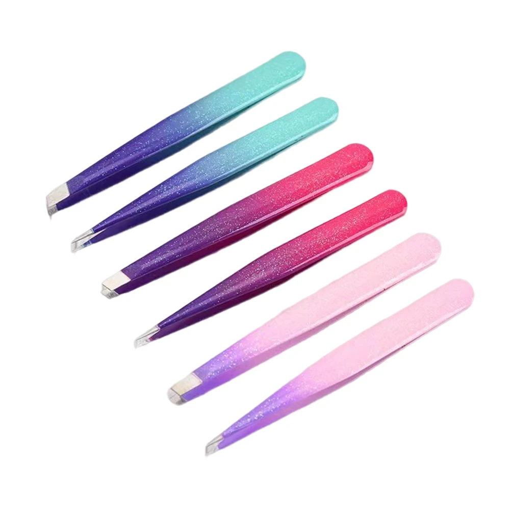 1Pcs Eyebrow Tweezers Stainless Steel Point Slant Flat Tip Removal Makeup Professional Hair Removal Eyebrow Pliers Clip 2