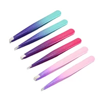1Pcs Eyebrow Tweezers Stainless Steel Point Slant Flat Tip Removal Makeup Professional Hair Removal Eyebrow Pliers Clip 2