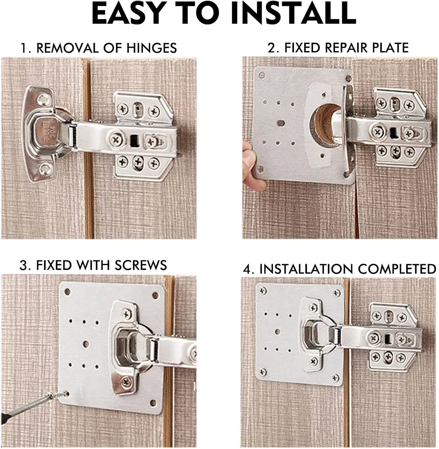 Repair Plates Stainless Steel Cupboard Cabinet Hinge Mounting Plate with Screws Flat Fixing Brackets Kitchen Furniture Hardware