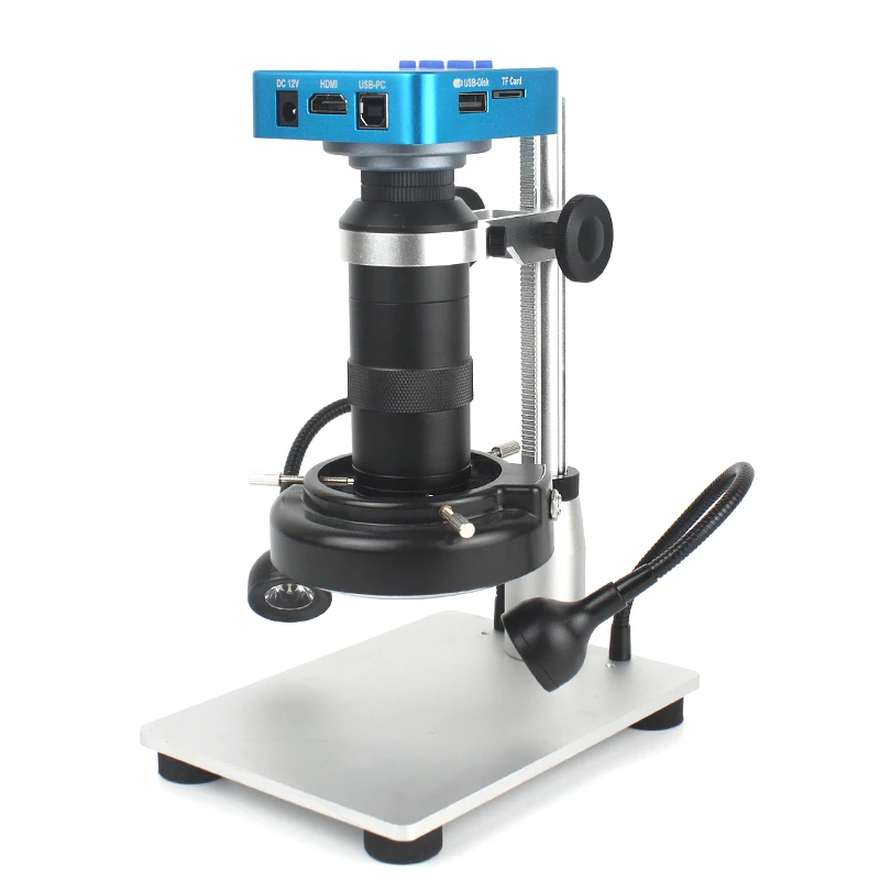 1080P Hdmi Usb Electronic Digital Video Microscope Camera 130X Zoom C Mount Lens Led Light Per Lab Pcb Phone Repair Tools
