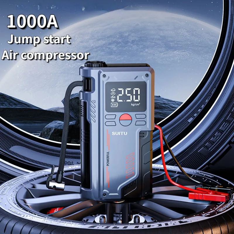 

Professional 12V Car Starter Jump Booster Car Tyre Inflator Portable Auto Portable Battery Starter Car Emergency Air Compressor