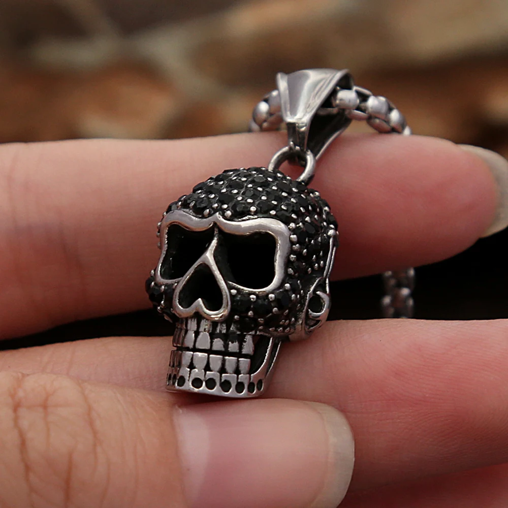 GXGM Totenkopf Halskette 60cm - Gothic Schmuck Mit Schädel Anhänger Für Männer & Damen