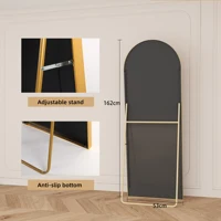 Anajqaqia Зеркало в полный рост 162 × 53 см, арочное напольное зеркало, большое зеркало HD с подставкой для спальни, гостиной, золото/черный — изображение 5